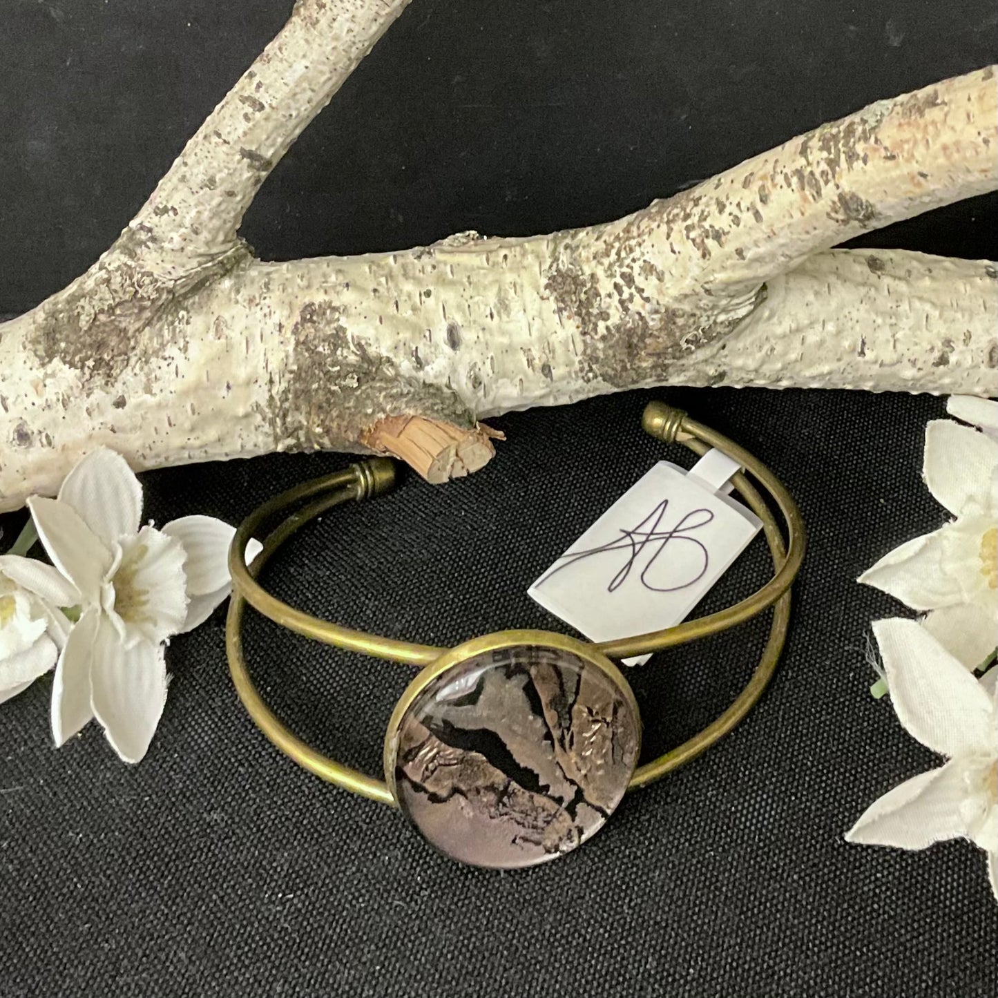 Copper Bracelet  with Large Disc in “Metallic” tones