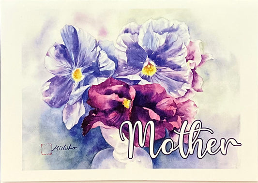 Pansies with Wine Glass Mother's Day Notecard