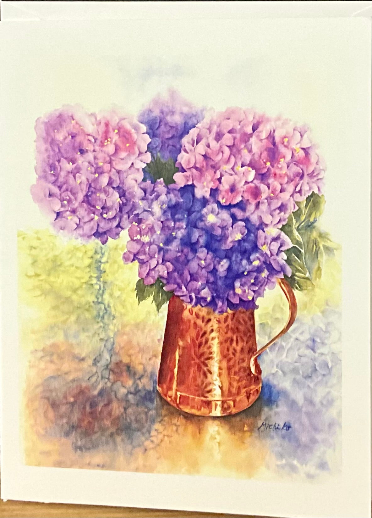 Hydrangeas in Copper Pot Notecard – TAUNY Folkstore