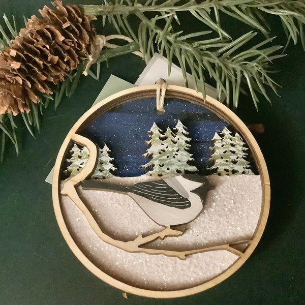 Three Dimensional Die-Cut Chickadee Ornament