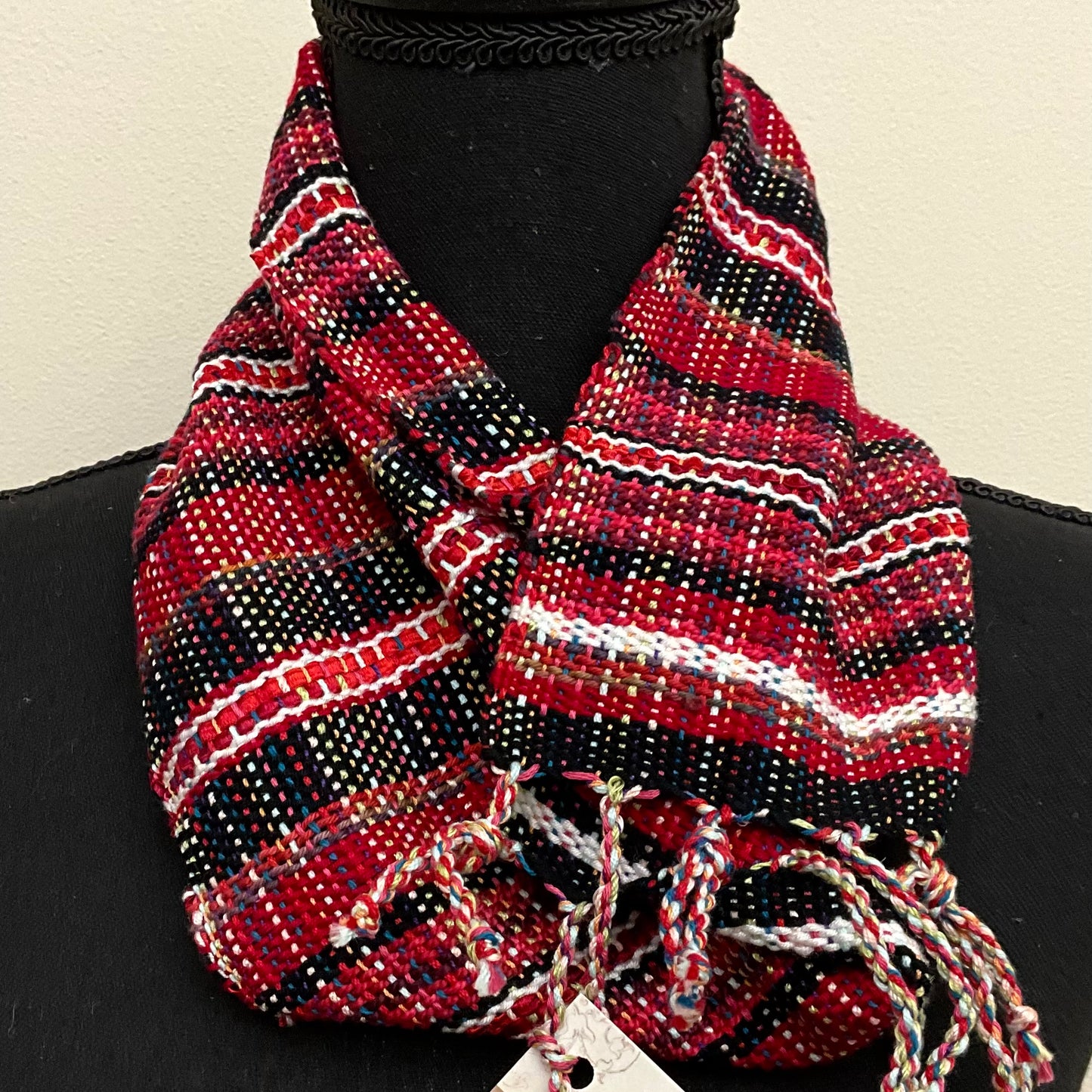 “Jamie” Infinity Scarf - J264 Red, Black, and White