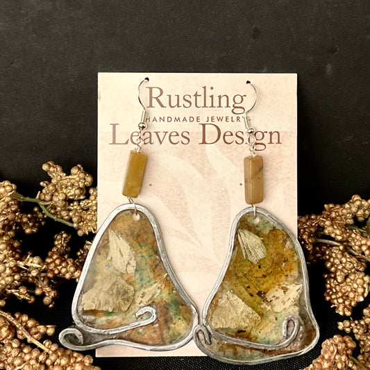 Freeform Earrings in Earth Tones with Wire Edging