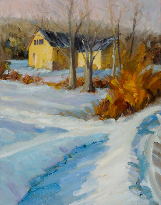 “Yellow Barns, January” Notecard
