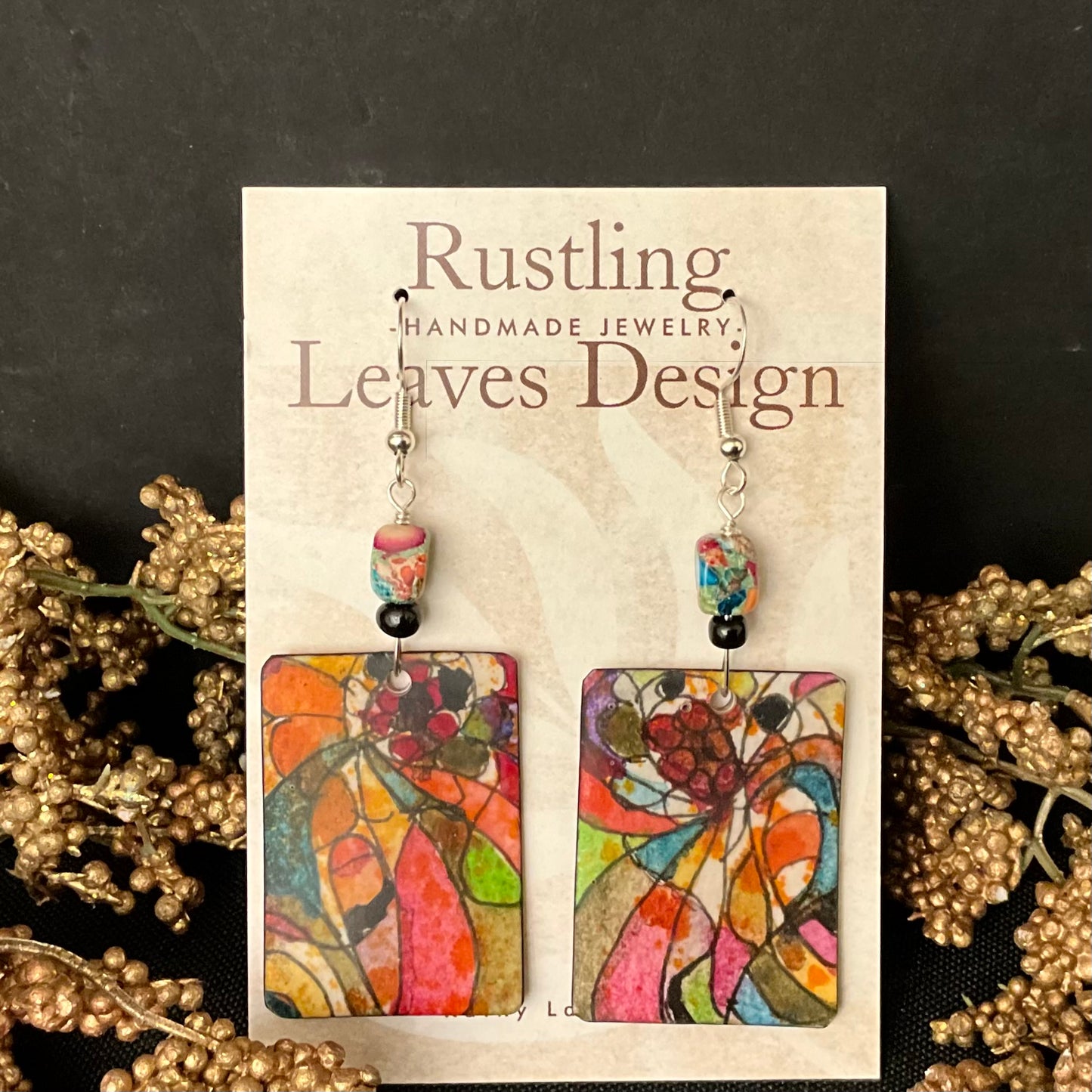 Stained Glass Look Rectangle Earrings