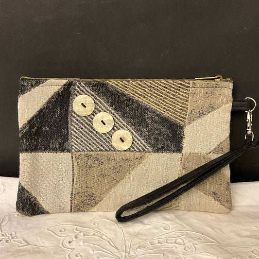 Wristlet - Black, Gray and Beige