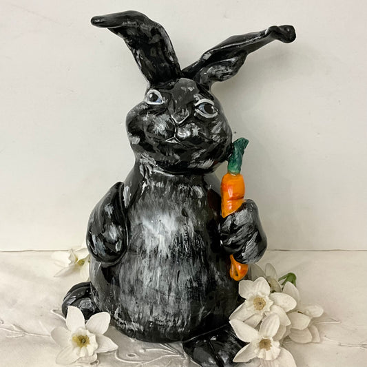 Black Bunny with One Carrot