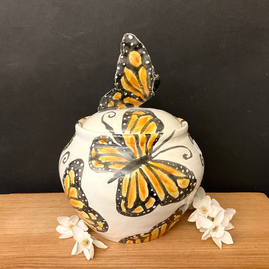Ginger Jar with Butterflies and Butterfly Finial