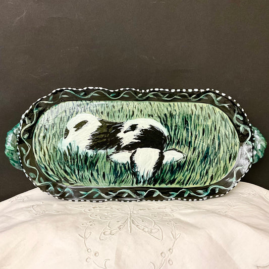 Tray with Holstein Laying in the Tall Grass