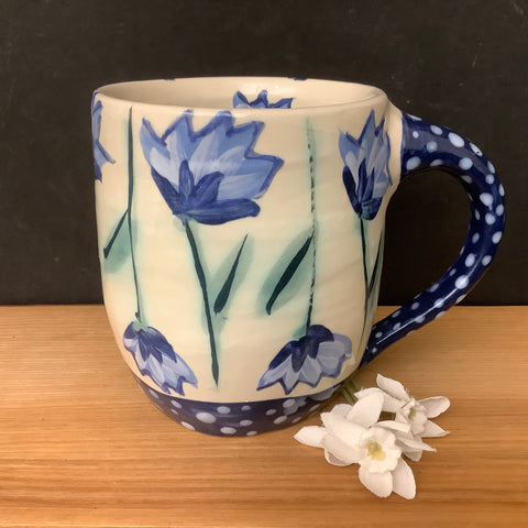 White Mug Blue Flowers