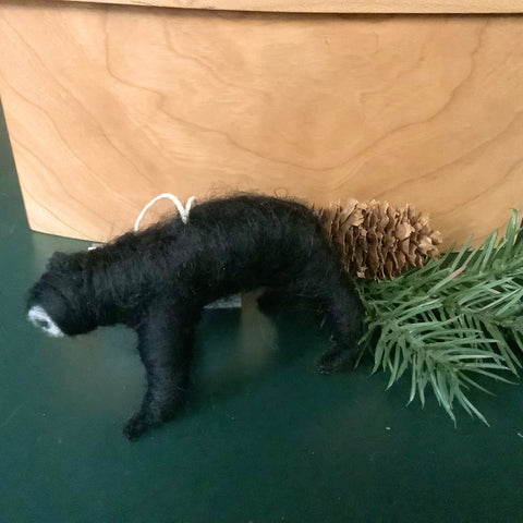 Little Wooley Black Bear Felted Ornament