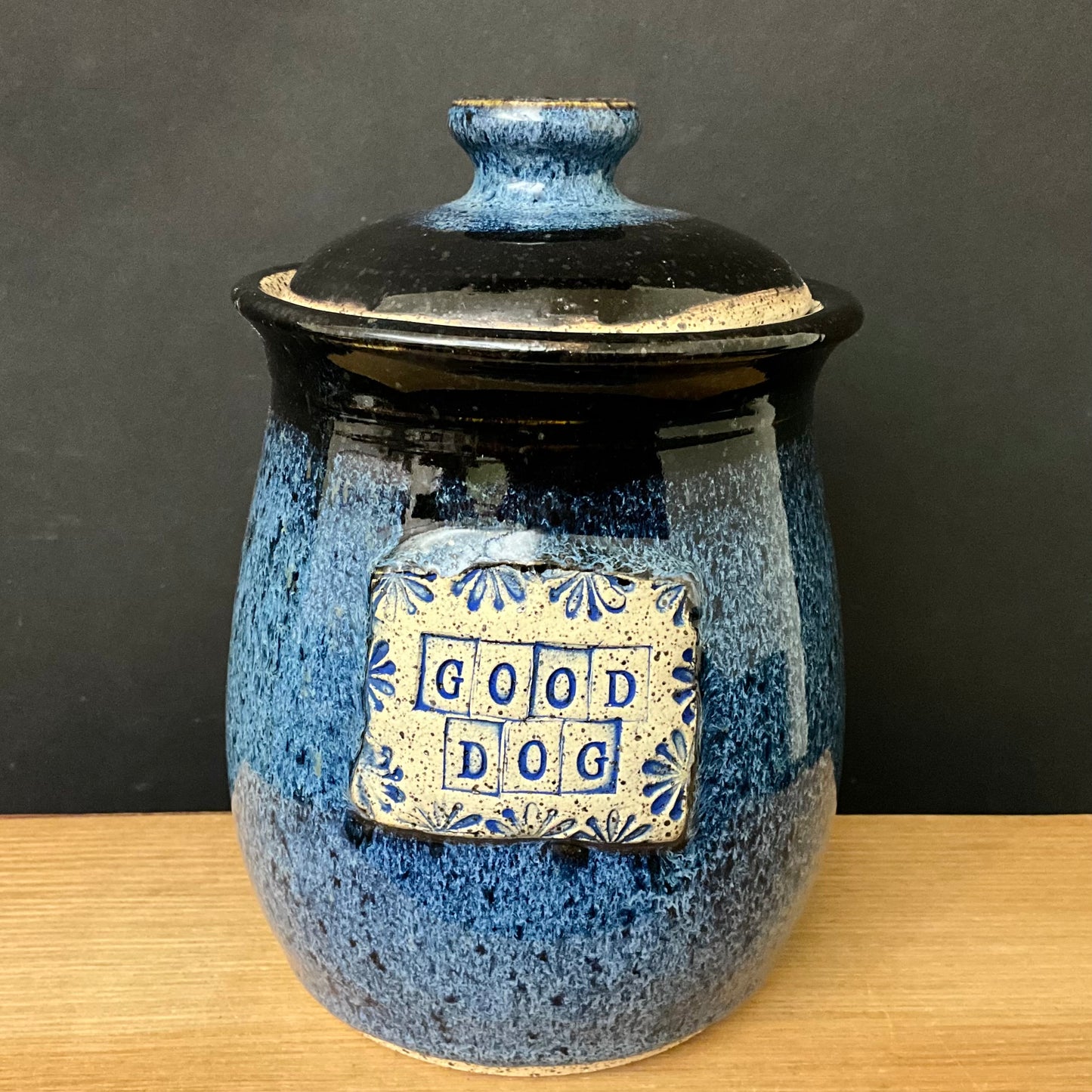 Good Dog Canister in Blue and Black