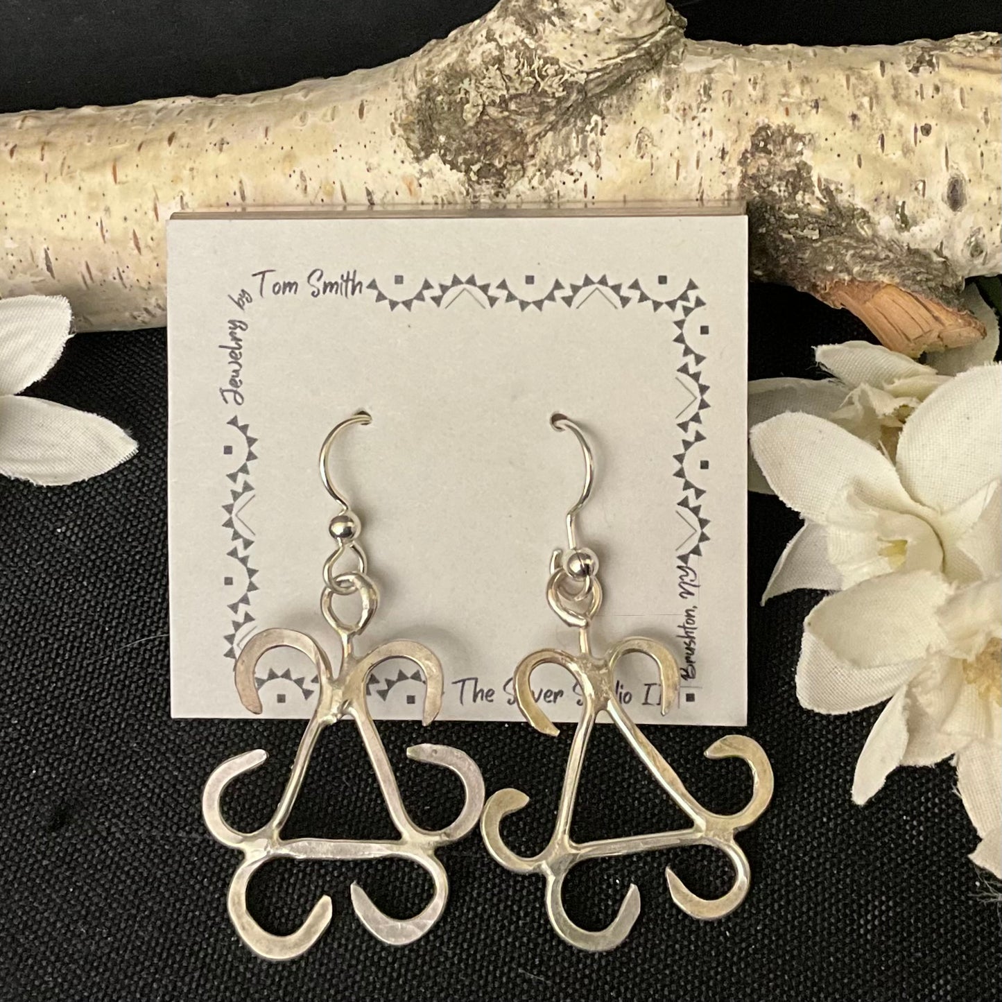 Silver Scroll Drop Earrings Medium