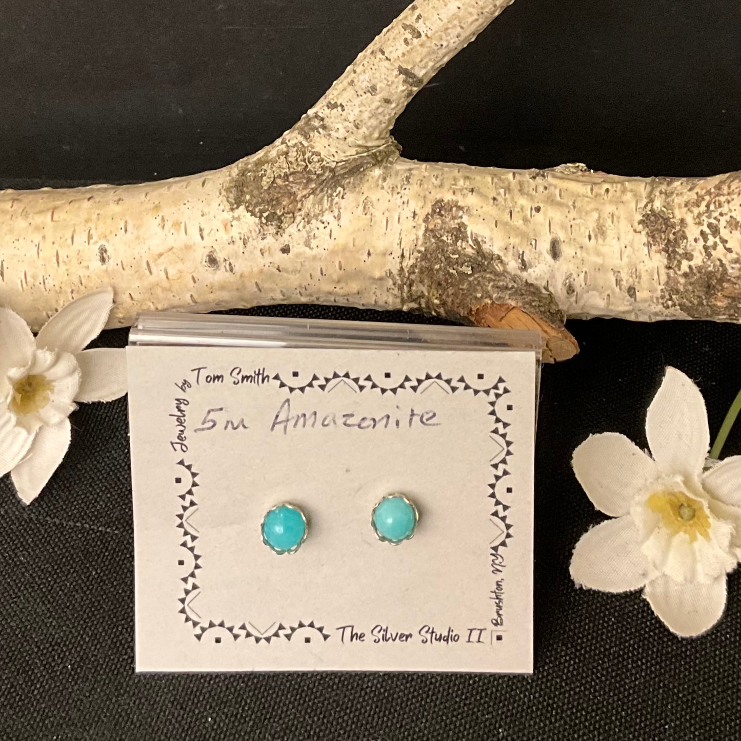 5mm Silver Post Earrings Amazonite