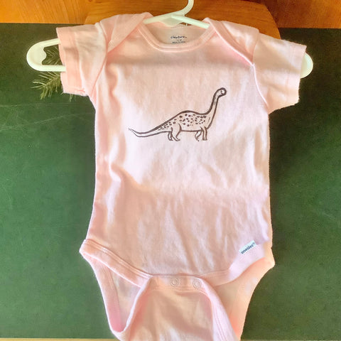 Cotton Onesie Pink Happy Dino 12 month size