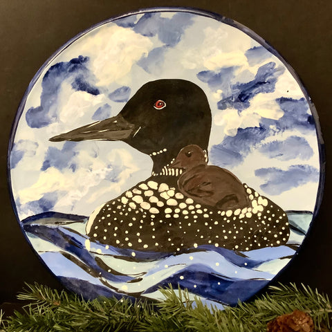 Platter with Loon and Chick