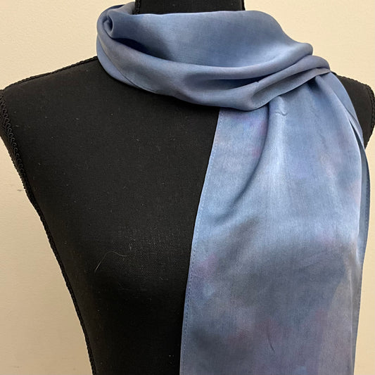 Small Ice Dyed Silk Satin Scarf - Wedgewood