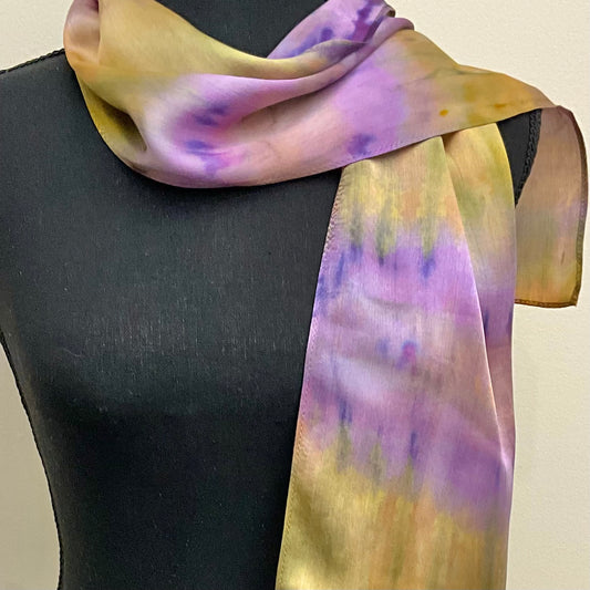 small Ice Dyed Silk Satin Scarf - Purple Sedge