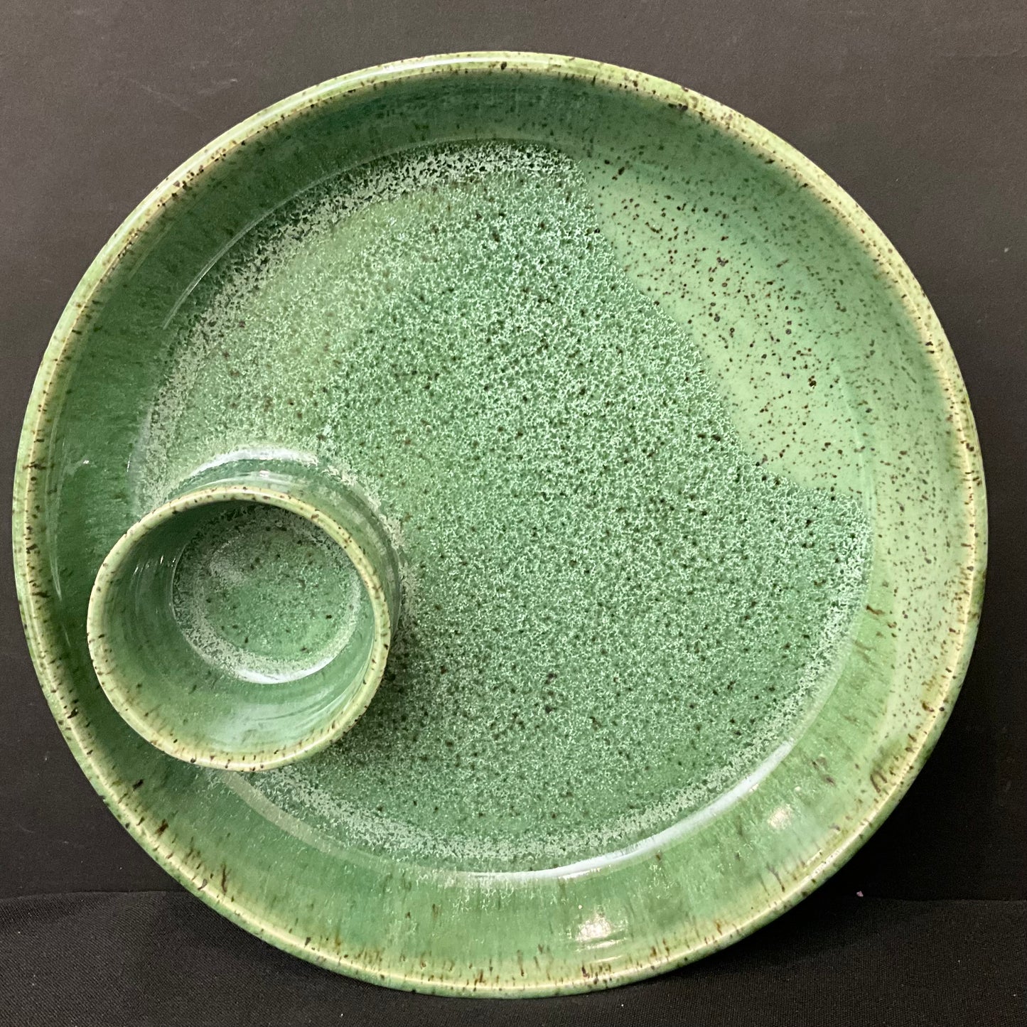 Chip & Dip Platter w Speckled Green Glaze
