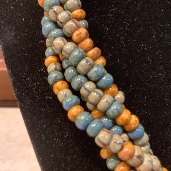 Bon Bead Choker Blue and Rust Tones