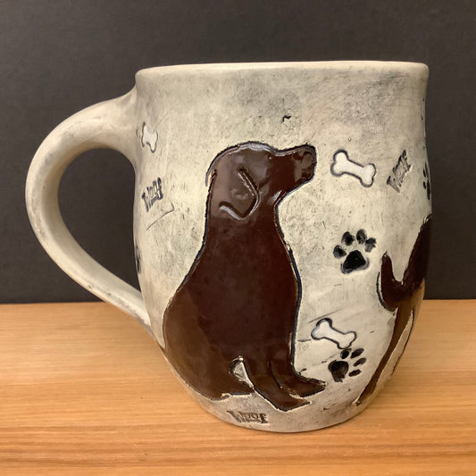 Carved Mug Brown Dog & Paw Print