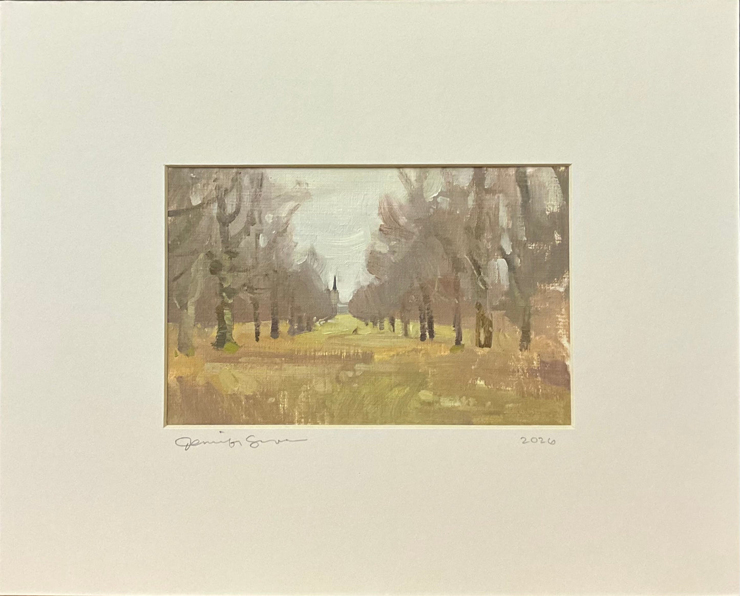 “Avenue of the Elms” Original Oil with Mat