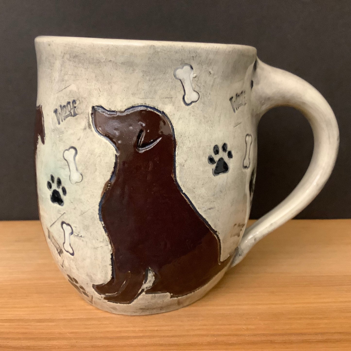 Carved Mug Brown Dog & Paw Print