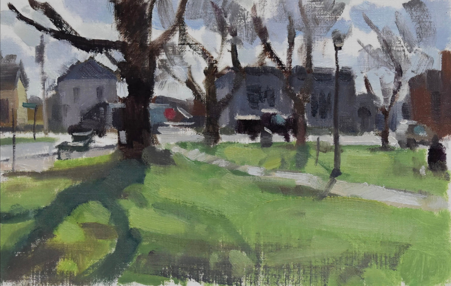 “Village Green” Original Oil with Mat