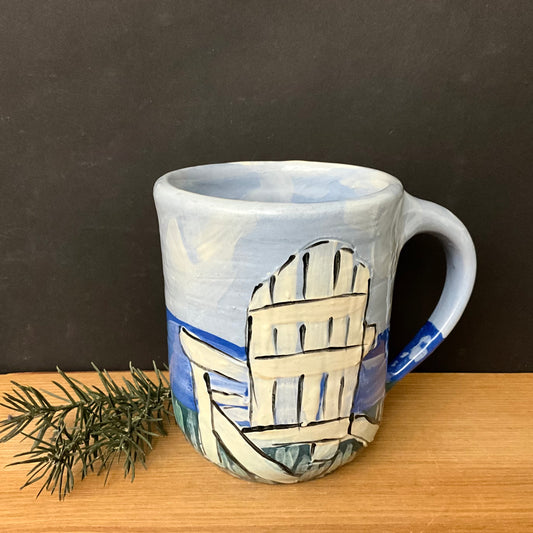 Mug with White Adirondack Chair Rear View
