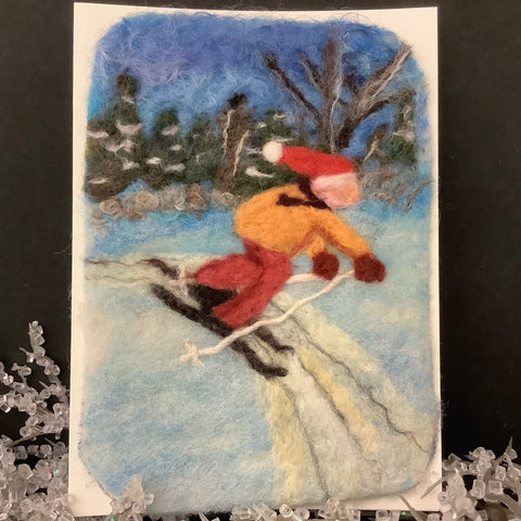 Skier with Red Hat Card