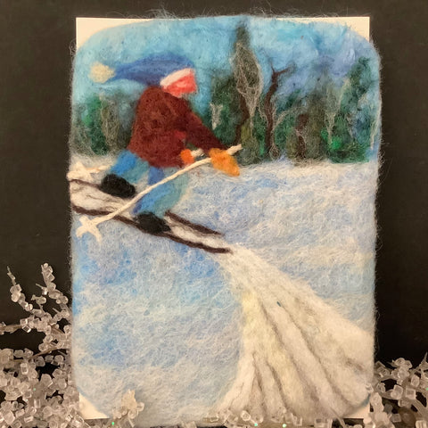 Skier with Blue Hat Card