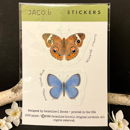 Common Buckeye and Eastern Tailed-Blue Butterfly Sticker Card