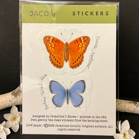 Tawny Emperor and Eastern Tailed-Blue Butterfly Sticker Card