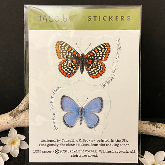 Baltimore Checkerspot and Eastern Tailed-Blue Butterfly Sticker Card