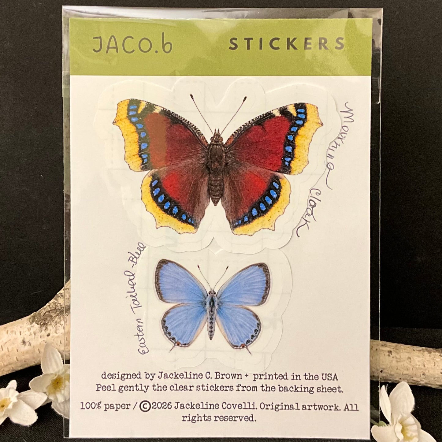 Mourning Cloak and Eastern Tailed-Blue Butterfly Sticker Card