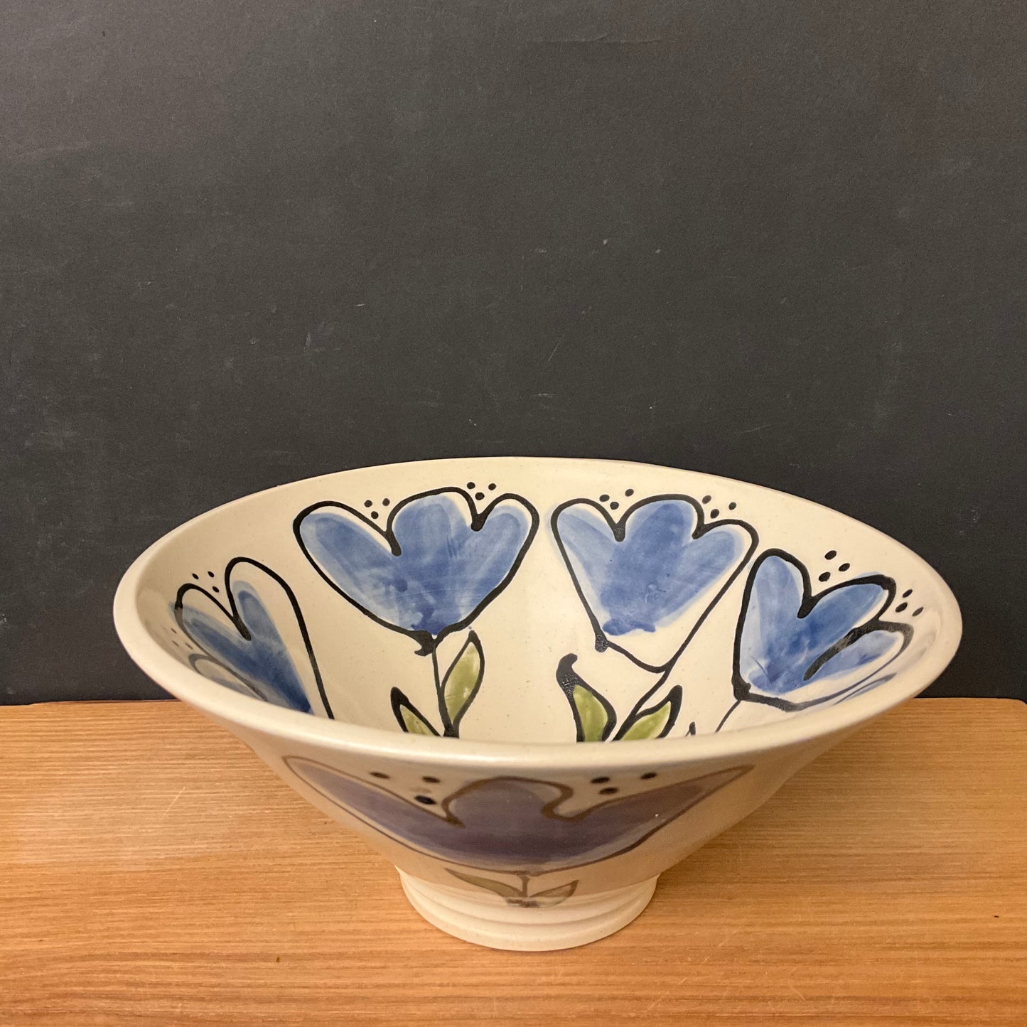 Bowl with Whimsical Blue Flowers