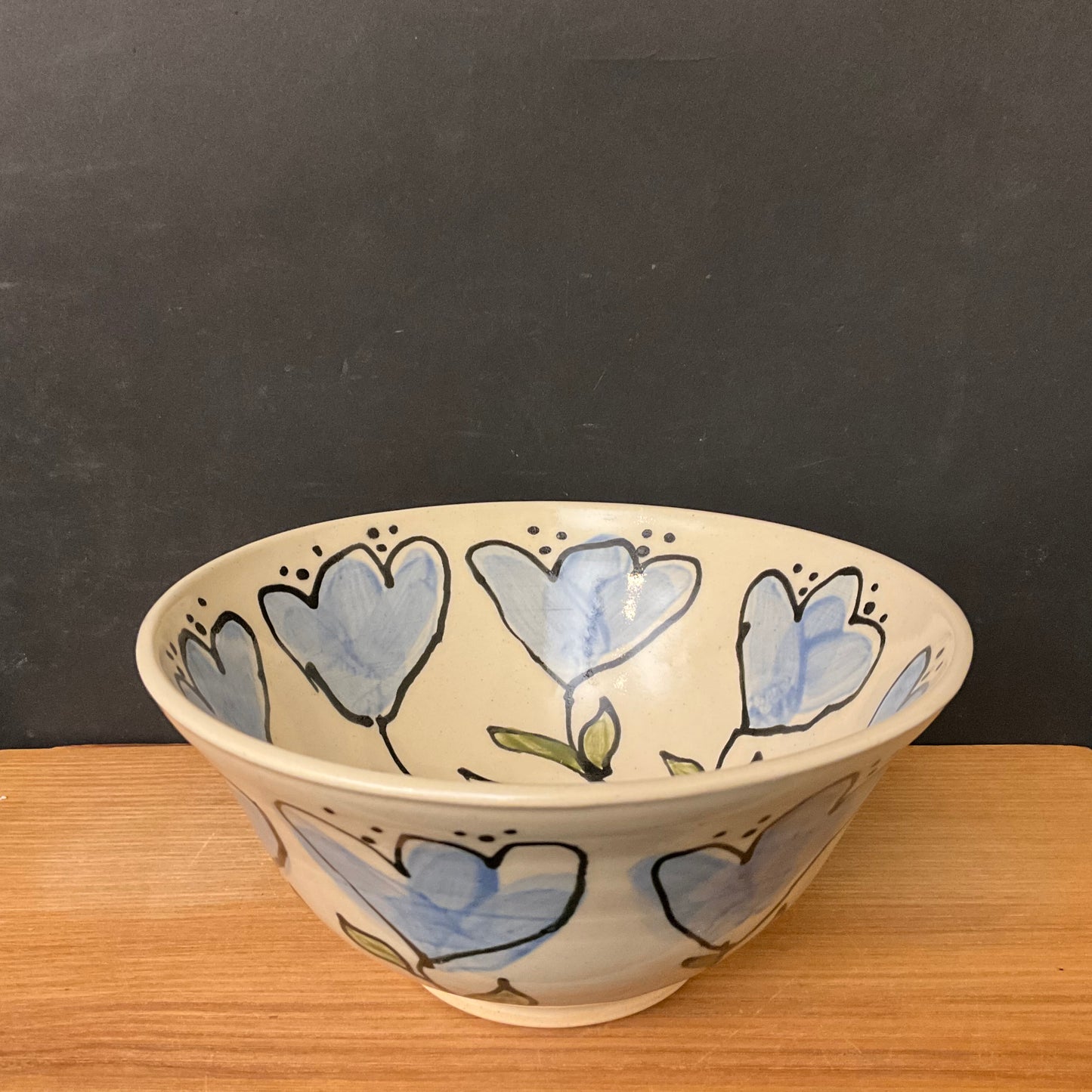 Bowl with Whimsical Pale Blue Flowers
