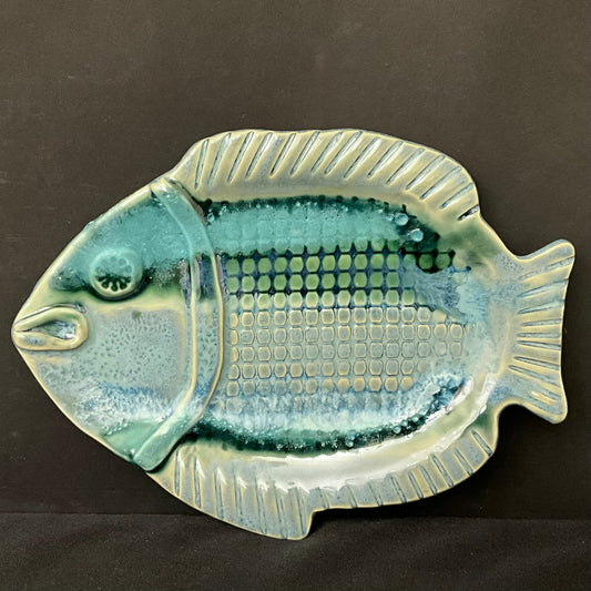 Medium Fish Platter in Blues and Greens