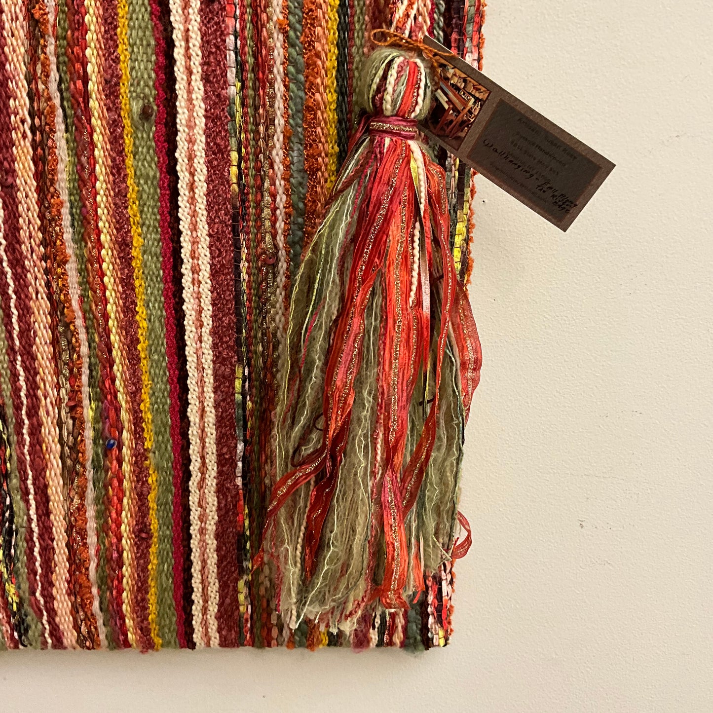 Handwoven Wall Hanging - Fall Along the River Bridge