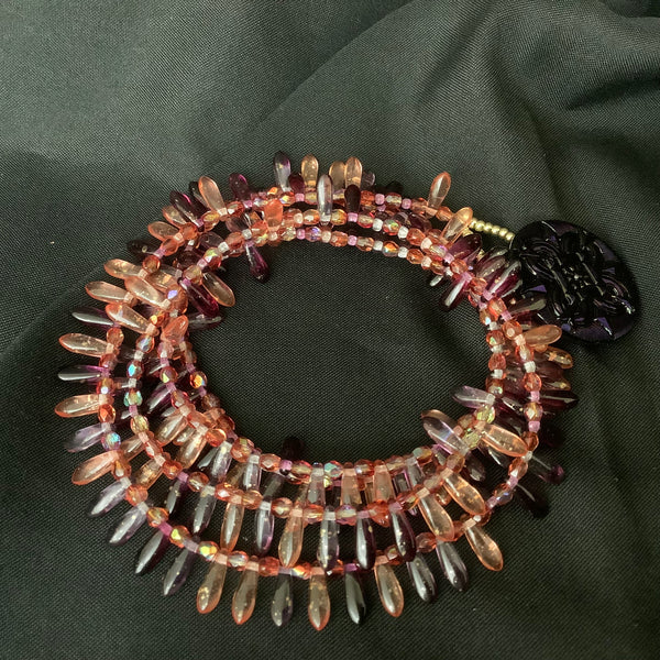 Wrap Bracelet in Pink Purple Drops