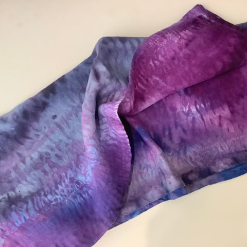 Mokume Shibori Linen Baby Blanket in purples