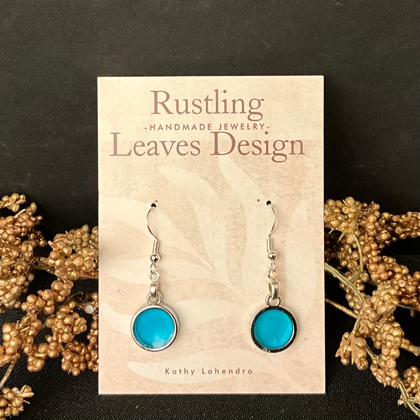 Teal Resin Drop Disc Earrings
