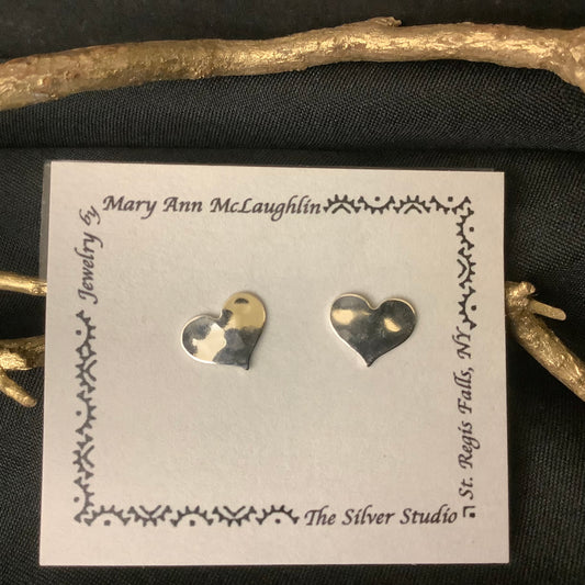 3/8" Solid Silver Heart Post Earring