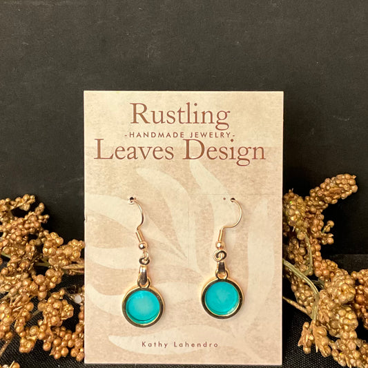 Round Teal Resin Earrings