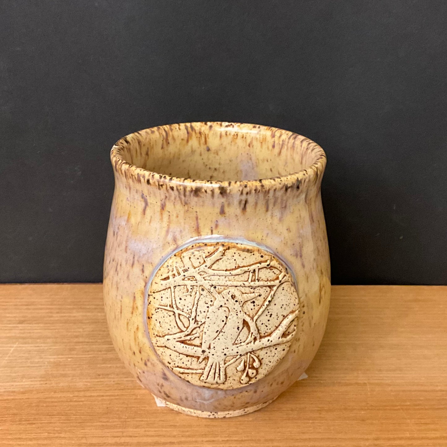 Utility Vase with Bird Stamp Cream