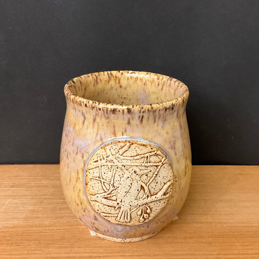 Utility Vase with Bird Stamp Cream