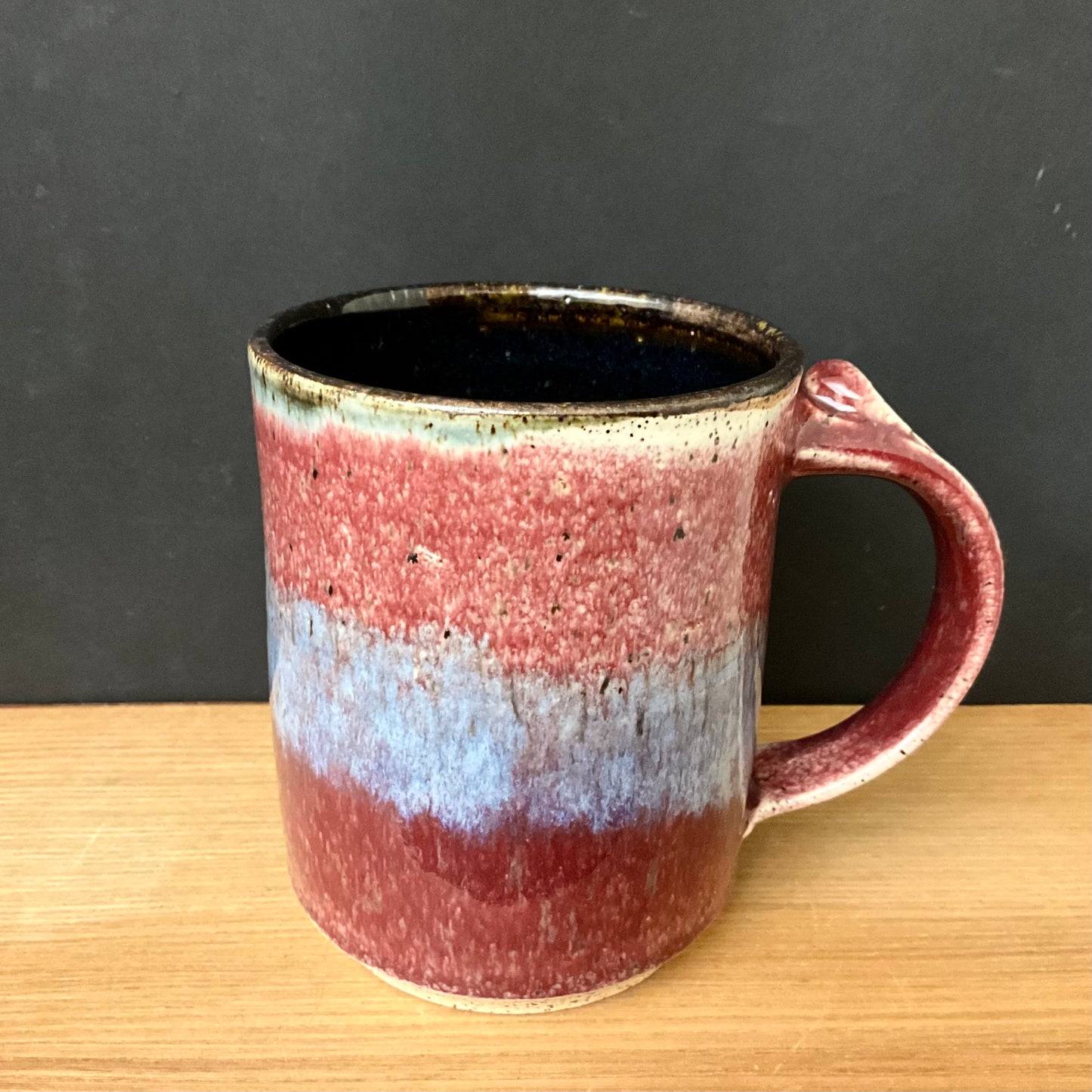 Mug in Rose with Blue Band and Black Interior