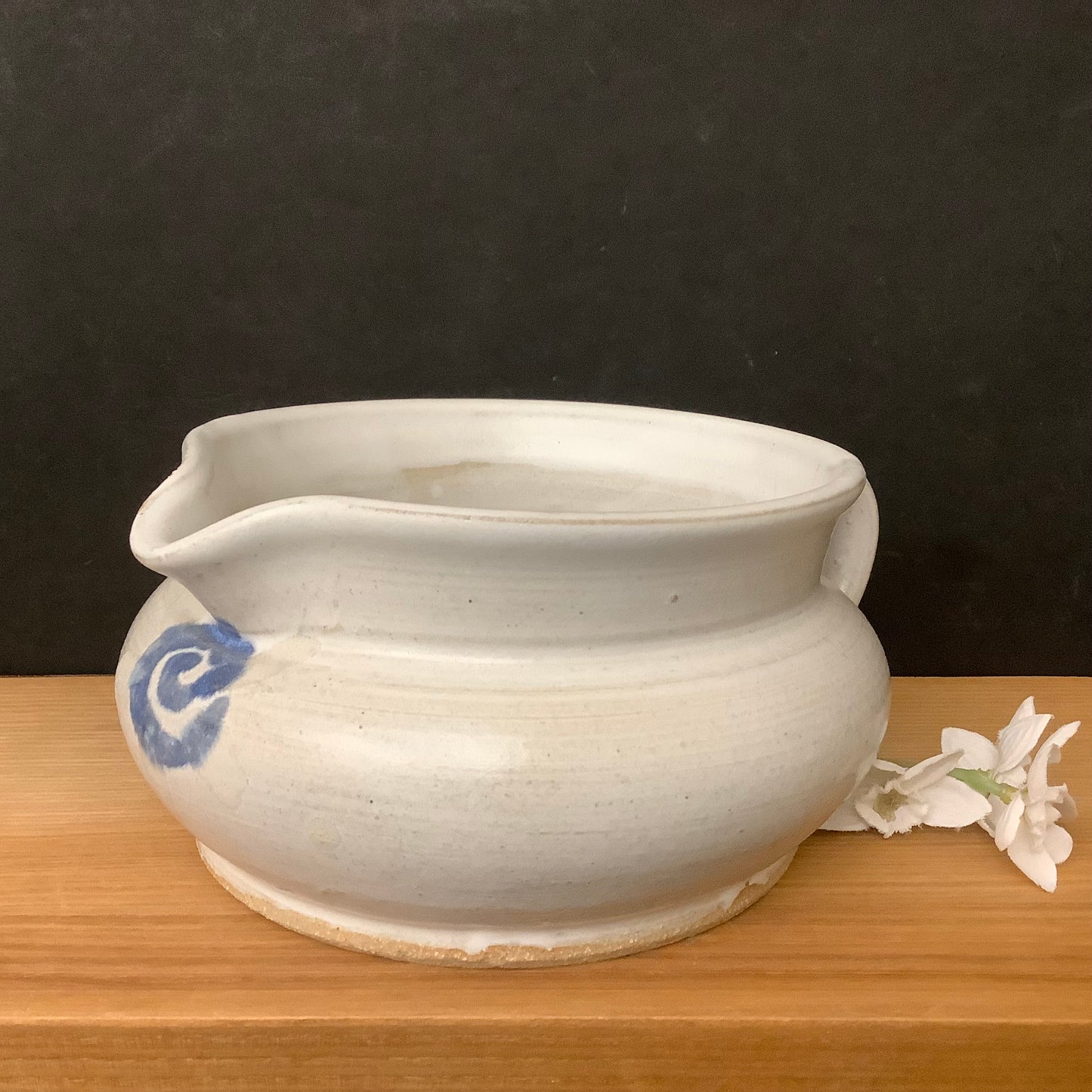 White Gravy/Syrup Pitcher w Blue Spiral