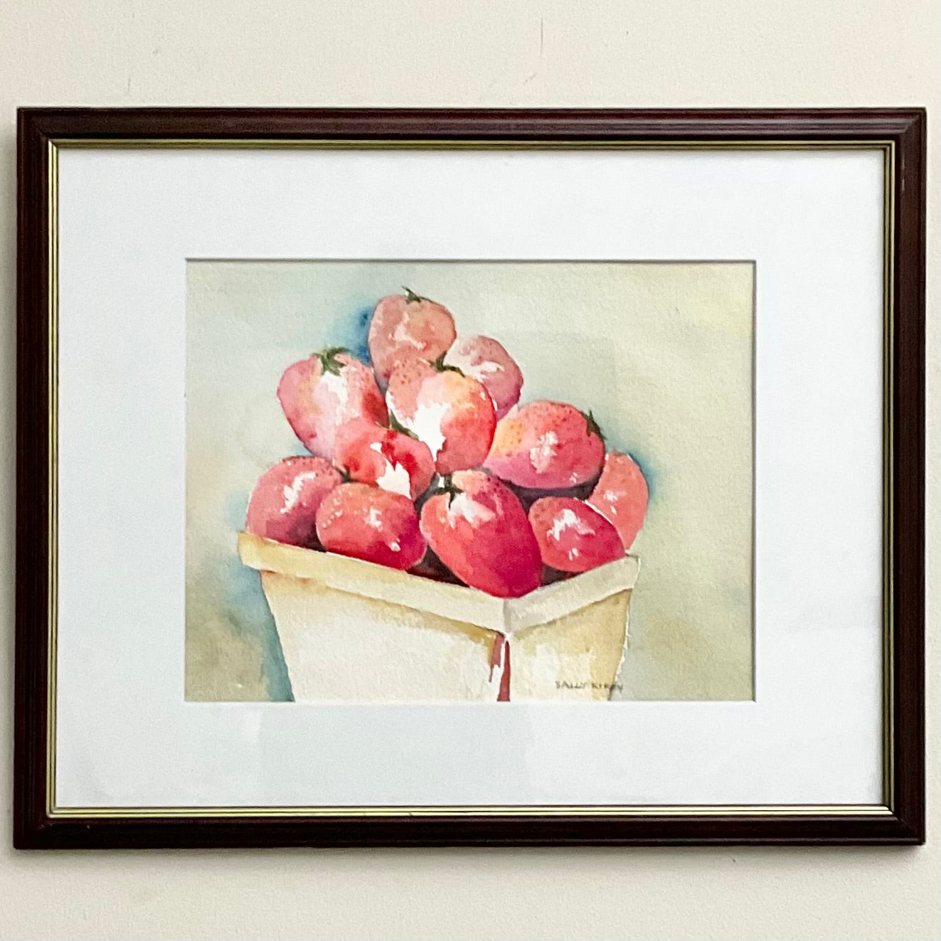 “Berry Basket” Original Framed Watercolor Painting