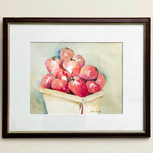 “Berry Basket” Original Framed Watercolor Painting