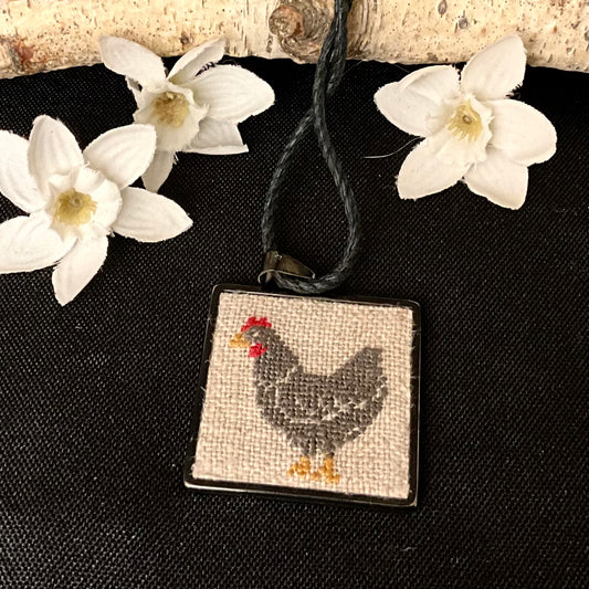 Petit Point Hen Pendant
